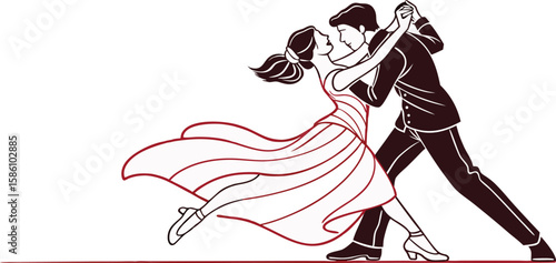Silhouette Ballroom Dance Poses,Tango, Waltz, and Dance Couple Illustrations,Tango dancers silhouette,Set of silhouettes of dancers,Ballroom Dance Duo in Poised Embrace,Refined Silhouette,Elegant Gown