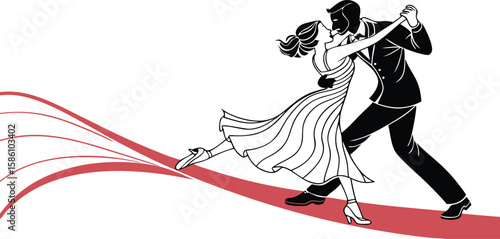 Silhouette Ballroom Dance Poses,Tango, Waltz, and Dance Couple Illustrations,Tango dancers silhouette,Set of silhouettes of dancers,Ballroom Dance Duo in Poised Embrace,Refined Silhouette,Elegant Gown