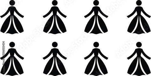 Silhouette Ballroom Dance Poses,Tango, Waltz, and Dance Couple Illustrations,Tango dancers silhouette,Set of silhouettes of dancers,Ballroom Dance Duo in Poised Embrace,Refined Silhouette,Elegant Gown