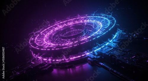 Futuristic Power Generator Core with Neon Energy