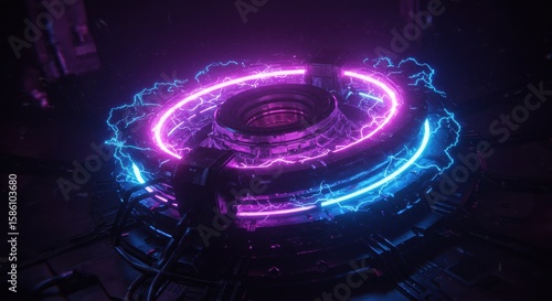 Futuristic Power Generator Core with Neon Energy