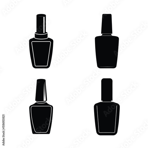 Nail polish bottle Clean Silhouette Set High Quality Flat Vectors for Graphic Design