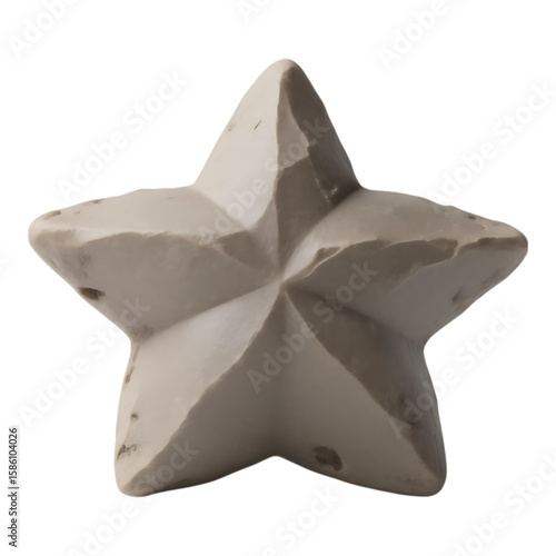 Textured Marble Star Sculpture Against Transparent Backdrop