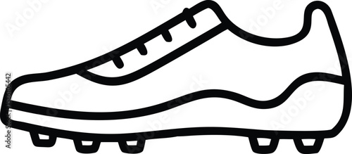 Soccer shoe outline, cleated sports footwear doodle illustration for use