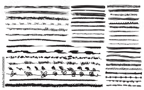 Wallpaper Mural 45 hand-drawn black sketch line and border brushes Torontodigital.ca