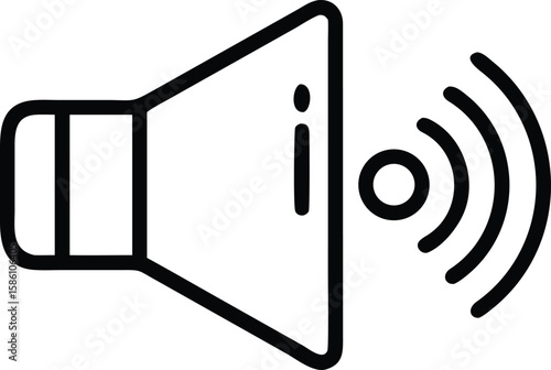 Sound icon with broadcast waves for web design and mobile application
