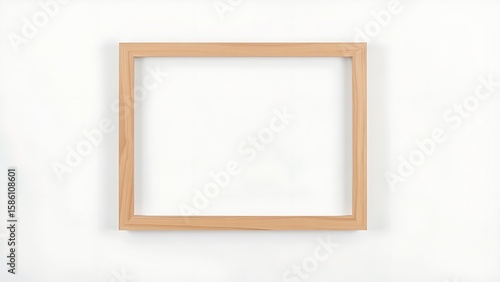Sleek wooden frame showcases natural grain against pristine white  embodying minimalist craftsmanship.