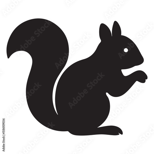 Squirrel silhouette standing upright with bushy tail curled high