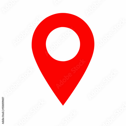 Free Download Red location pin icon, pointing downwards, isolated on a white background. - GFXLoad