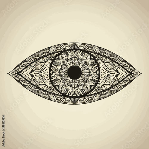 Ornate eye design with intricate mandala patterns.