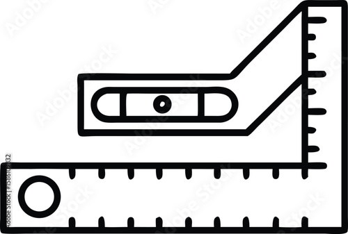 Square and spirit level doodle illustration for construction or woodworking projects