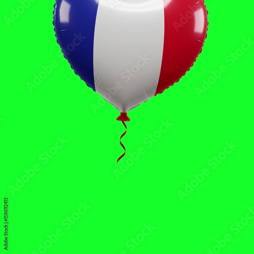 France Flag Heart Balloon 4K Animation Green Screen
