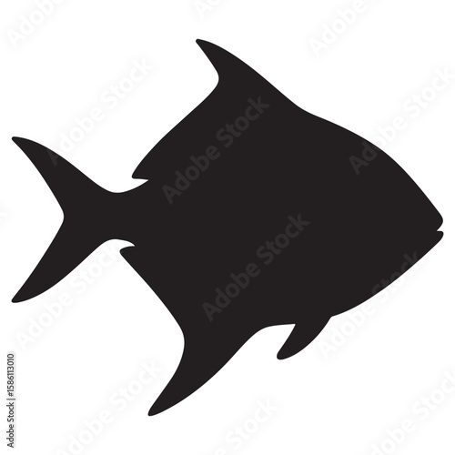 Pomfret fish silhouette with rounded body and sharp fins