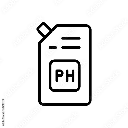 Illustration of refill container for detergent. PH balanced packaging of cosmetics and hygienic product. Vector isolated outline symbol.