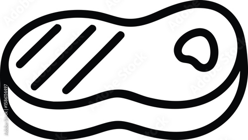 Steak outline illustration with grill marks and fat in simple, minimalist design