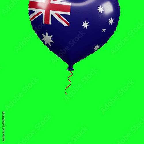 Australia Flag Heart Balloon 4K Animation Green Screen
