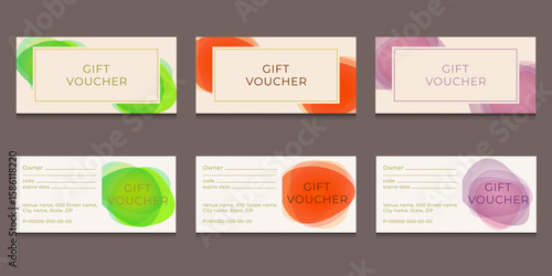 Vector set of luxury gift vouchers with abstract forms Elegant template for holiday gift card, coupon and certificate. Discount coupon template vector illustration EPS10	
