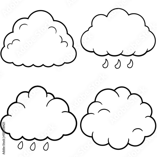 Snow Cloud Icon Coloring Page – Winter Weather Outline for Kids and Seasonal Fun