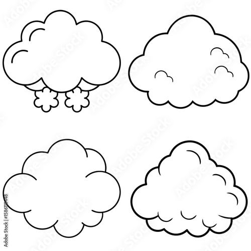 Snow Cloud Icon Coloring Page – Winter Weather Outline for Kids and Seasonal Fun