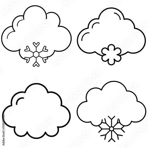 Snow Cloud Icon Coloring Page – Winter Weather Outline for Kids and Seasonal Fun