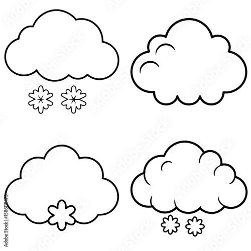 Snow Cloud Icon Coloring Page – Winter Weather Outline for Kids and Seasonal Fun