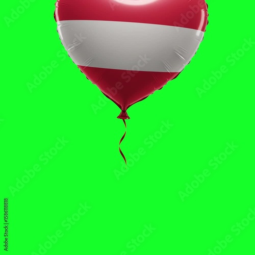 Austria Flag Heart Balloon 4K Animation Green Screen
