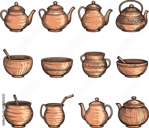 Rustic Pottery Collection: Earthy Teaware Set