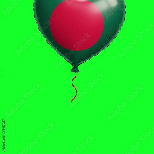 Bangladesh Flag Heart Balloon 4K Animation Green Screen
