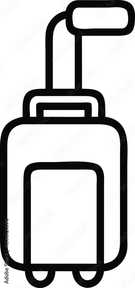 Suitcase icon with extendable handle in outline style for travel designs Suitcase icon with extendable handle in outline style for travel designs