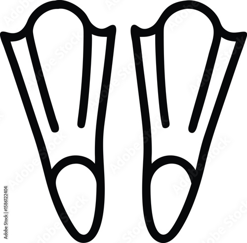 Swim fins outline icon, diving flippers in simple minimalist style illustration