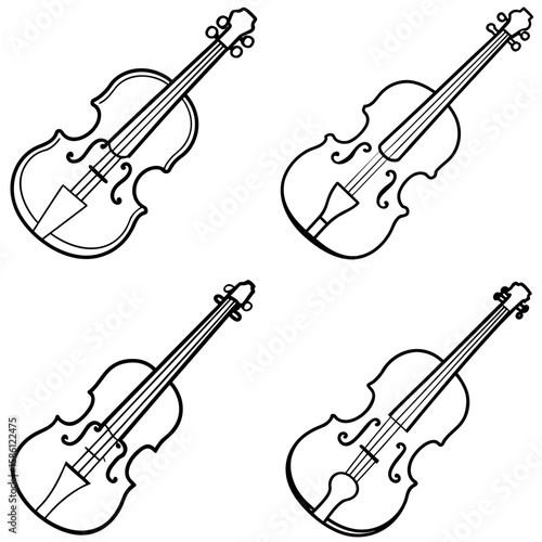 Violin Coloring Page – Classical Music Instrument Line Art Illustration