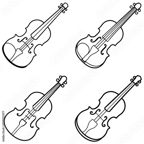 Violin Coloring Page – Classical Music Instrument Line Art Illustration