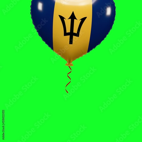 Barbados Flag Heart Balloon 4K Animation Green Screen
