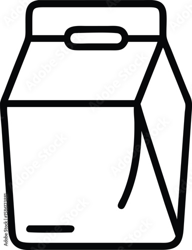 Takeaway food box in outline illustration for restaurant and delivery designs