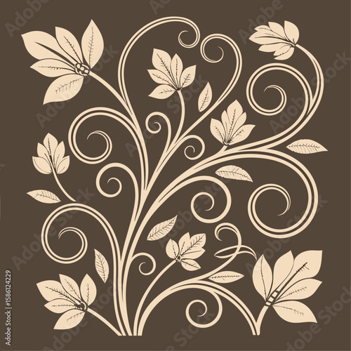 Seamless floral pattern with vintage flower and leaf illustrations, ideal for decorative vector design and nature-inspired wallpaper
