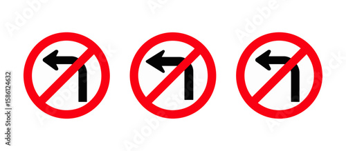 no left turn traffic sign icon

