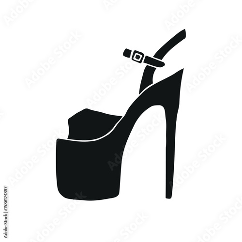 Vector hand drawn sketch doodle pole dance heel shoe isolated on white background