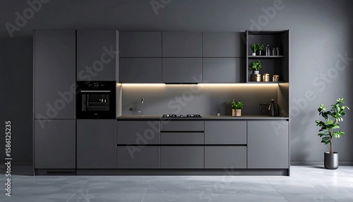 Modern gray kitchen interior