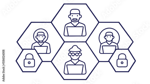 Network security icons people and locks vector