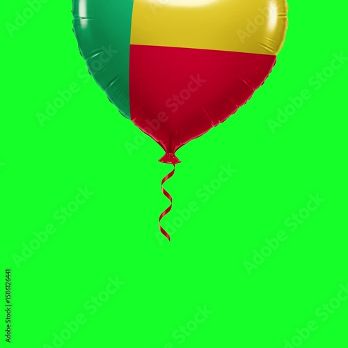 Benin Flag Heart Balloon 4K Animation Green Screen
