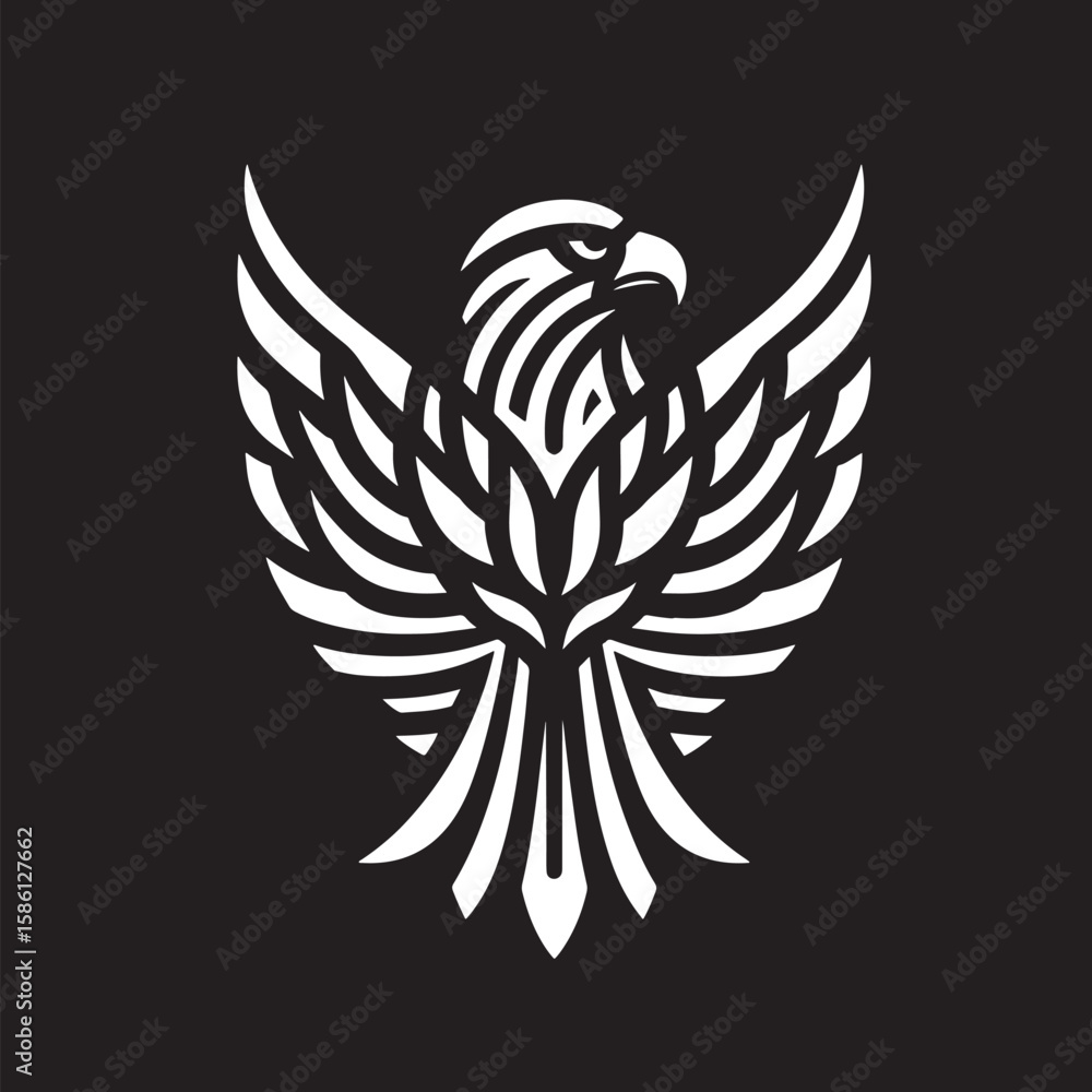 Fototapeta premium Eagle with wings in the form of a tattoo on a dark background