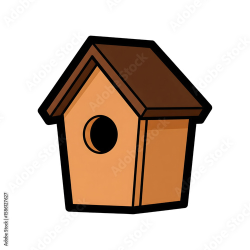Orange Brown Cartoon Birdhouse Icon Illustration isolated on a transparent background