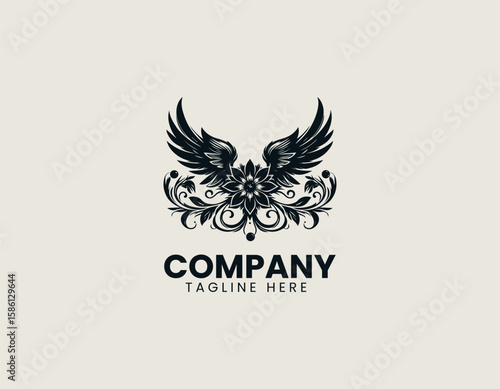 Elegant Winged Flower Blossom Freedom Nature Beauty Vector Logo Design