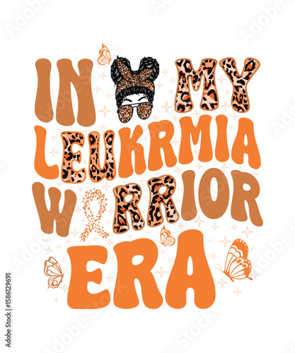 Bold leopard print leukemia warrior awareness design for t shirts and apparel.