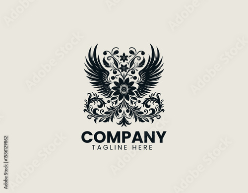 Elegant Winged Flower Blossom Freedom Nature Beauty Vector Logo Design