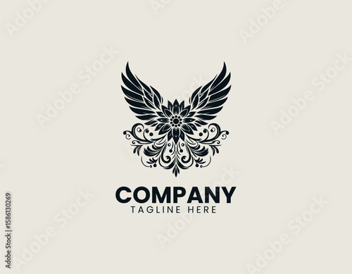 Elegant Winged Flower Blossom Freedom Nature Beauty Vector Logo Design