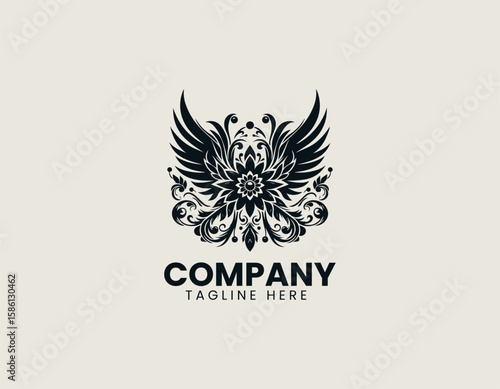 Elegant Winged Flower Blossom Freedom Nature Beauty Vector Logo Design