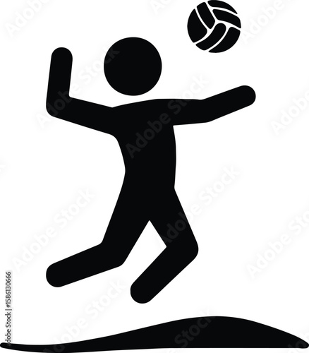 Silhouette volleyball player spiking ball graphic icon vector Illustrator