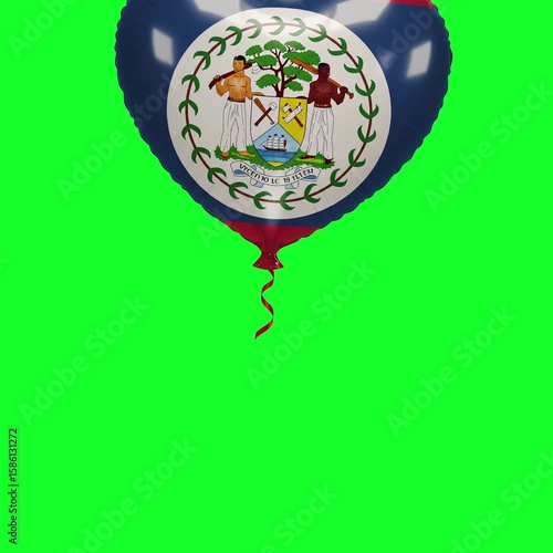 Belize Flag Heart Balloon 4K Animation Green Screen
