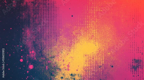 Grunge halftone gradient background with faded grit noise texture, vintage urban poster design.